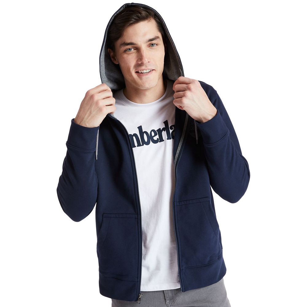 Timberland Mens Sweatshirts TBL® Full-Zip Logo - Navy - India YW9204156